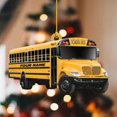 HomeDesign Personalized School Bus Ornament 2022 - School Bus Driver Ornaments Yellow School Bus Driver Gifts, Bus Driver Ornaments, Wheels on The Bus Christmas Hanging Ornament (Style 3)